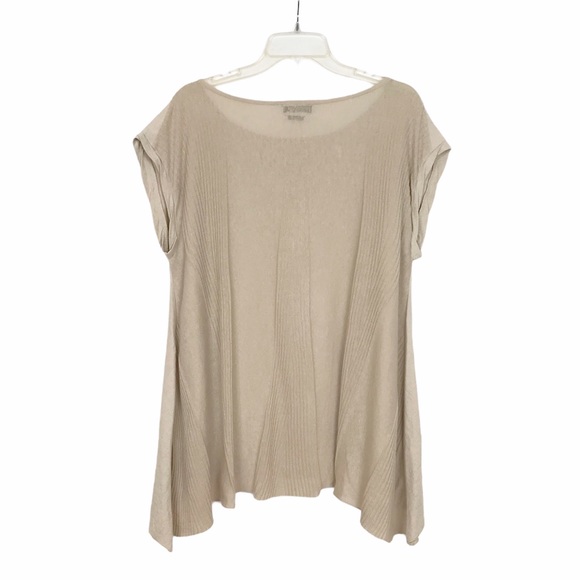 Zara Knit w/Linen Tan Trapeze Mini Dress Small - Picture 3 of 8